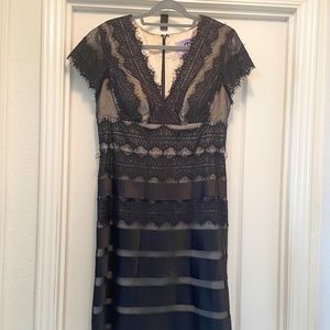 JS Collections Black Lace/Satin Dress with Satin Tie Size 12